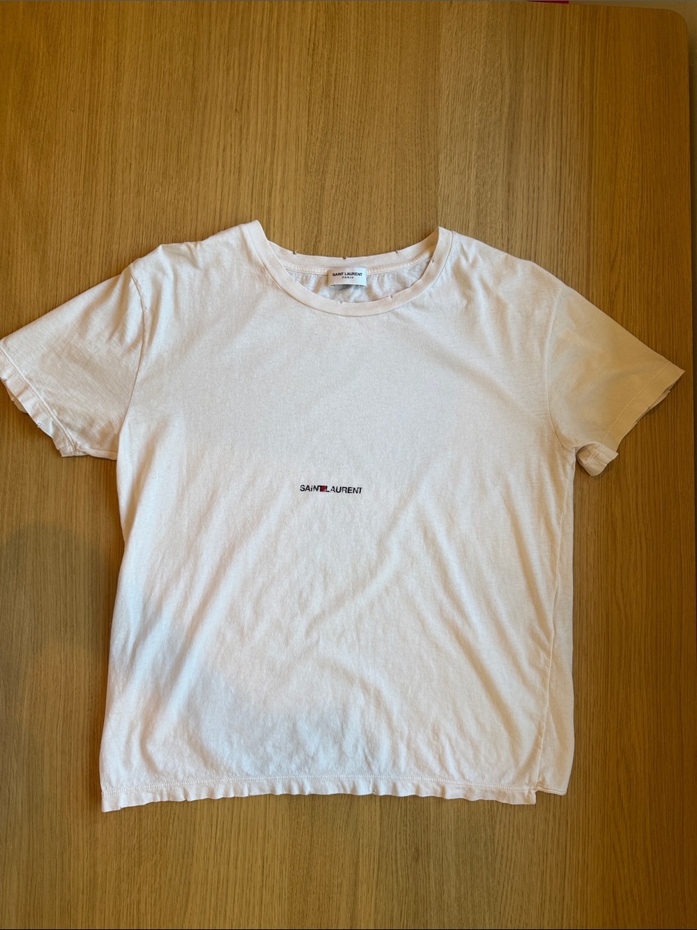 Saint Laurent Small Logo Tee Size Small Light Pink